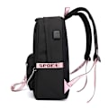 Pikkukuva 2 / 5: Yläasteen Oppilaan Reppu, Bts College Casual Bag Sivukonfiguraatio USB-liitäntä ja kuulokeliitäntä. (musta 1)
