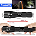 Miniatyrbillede 7 af 8: Superstærk lommelygte Vandafvisende XM-L T6 LED 3500LM