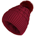 Miniatyrbilde 1 av 5: Hettelue for kvinner vinterhettelue termisk fleecefôret lue damer strikkede ullhatter med falsk pels pom pom rød RED