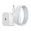 Miniatyrbilde 1 av 2: 2-pakning - Lader for iPhone - Hurtiglader - Adapter + Kabel 20W Hvit 2-pakning iPhone