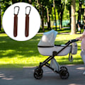 Miniatyrbillede 4 af 5: 2 baby-vogn kroge, roterende tilbehør, premium bærestrop i læder, ur-pung-krog