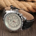 Miniatyrbild 4 av 4: Automatisk mekanisk urban herr läder armband klocka kalender datum display