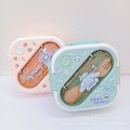 Miniatyrbild 4 av 4: Born Pretty Sanrios Kuromi Cinnamoroll Mymelody Kawaii Anime Cartoon Mikrovågslunchlåda med sked ätpinnar 2/3 rutnät Lunchbehållare låda D*1100ml