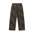 Miniatyrbild 1 av 4: Bruna leopardjeans - Damjeans - Damöverdimensionerade vida byxor L