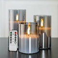 Miniatyrbilde 1 av 5: Sølvgrå flammeløse glasslys med fjernkontroll C