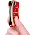 Miniatyrbillede 6 af 8: Nøglebeskyttelse til VW Golf 7 Nøgleboks/Nøgleetui til VW, Polo, Skoda, Seat, 3 knapper Golden Edge Red