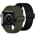 Miniatyrbild 1 av 5: 2-pack remmar kompatibla med Apple Watch-armband 45 mm 44 mm 42 mm Loop för iWatch SE Ultra Series 8 7 6 5 4 3 2 1 Svart/Grön