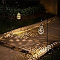 Miniatyrbillede 3 af 5: Hængende Solcellelys Udendørs Have Boho LED Blomst Vandafvisende Dekorativ Metal Lampe til Veranda Have Udendørs (1 Pak)