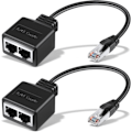 Miniatyrbilde 1 av 5: 2-pak RJ45 Ethernet-kabelnettverksadapter Ethernet-splitter Ethernet-forlengelsesadapter Dobbel nettverkssplitter Kompatibel med Cat5 Cat5e