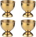 Äggkoppar i rostfritt stål, rund bas - stapelbara, set med 6 äggställ, silver (guld, 4 stycken).