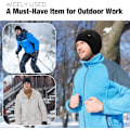 Miniatyrbilde 6 av 6: Vinterfleece Line Beanie med Øreklaff for Menn og Kvinner, Utendørs Varmt Termisk Strikket Hette Apricot