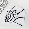 Miniatyrbillede 4 af 5: Spider Web Cap Beanie Uldblendt Hætte Y2k Street Cap Vinter Varmt Hætte Mode Hip Hop Skull Cap Til Mænd Kvinder Hvid White