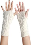 Fingerlösa handskar för kvinnor - vita handledsband