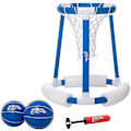 Miniatyrbillede 3 af 3: Flydende basketballkurvspil til pool | Inkluderer kurv, 2 bolde og pumpe, oppustelig basketballkurv, vandbasketballspil, poollegetøj til