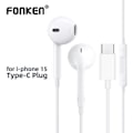 Pikkukuva 2 / 5: Fonken Kuulokkeet johdolla iPhone 15 Pro Max:lle - Korvakaiuttimet Type-C - Mikrofonilla, Bassoilla ja Stereolla - Ei Bluetooth