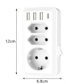 Pikkukuva 2 / 4: Sovitin USA:sta Saksaan, 3 USB:tä, 1 USB-C, USA-sovitin pistorasiaan 2 AC:llä, matkasovitin tyyppi B pistorasian sovitin Kanadaan, Thaimaahan, Meksikoon, seinälaturi