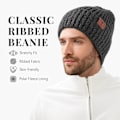 Miniatyrbilde 2 av 6: Strikkede Vinterlue, Termisk Tykk Polarfleece Snølue for Menn og Kvinner Black+Light Gray