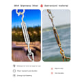 Miniatyrbilde 4 av 4: M4 Spännare i rustfritt stål, 10 stk 304 Rustfritt stål Krok- og Øyespenner, Kabelspenner/Ståltrådsstrammer, Spenner for klesstrekk,