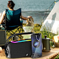 Miniatyrbild 3 av 5: Bärbar Bluetooth-högtalare, IP7 Vattentät Trådlös Högtalare Högt Stereoljud, FM-radio, RGB-lampor, Djup bas, 100ft Bluetooth-räckvidd - Blå