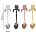 Miniatyrbillede 2 af 5: 4 stk. Katte Kaffe Teskeer - Mini Killing Skeer til Dessert, Kaffe, Te - Rustfrit Stål, 4 Farver