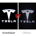 Miniatyrbillede 3 af 5: Større Projektions Pølelys Logo Projektor Dørlys Trinlys Tilbehør til Tesla Model 3/S/X/Y (1. Emblem med Bogstav 2 stk)