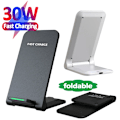 Miniatyrbilde 2 av 5: 30W Trådløs Hurtiglader for iPhone 15 14 13 12 ProMax 11 Stativ Hurtiglader for Samsung Note 20/10 S21 Ultra Foldable black