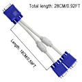 Miniatyrbilde 2 av 5: VGA-splitterkabel Dobbel VGA-skjerm Y-kabel 1 hann til 2 hunn adapterkonverterer