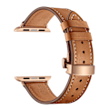 Miniatyrbillede 1 af 5: Apple Watch læderrem, udskiftningsrem i ægte læder til Apple Watch Series 9 8 7 6 5 4 3 2 1 & iWatch SE, Ultra (38 mm 40 mm 41 mm, brun) Brown