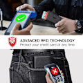 Miniatyrbild 7 av 7: RFID-skyddad minimalistisk tri-fold kreditkortshållare för män med automatisk pop-up metallfodral
