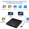 Miniatyrbillede 4 af 5: Ekstern USB 3.0 CD DVD-drev, ekstern CD/DVD/RW/ROM-brænder til overførsel til stort system Windows 10/8/7/XP/Vista/Linux/Mac OS/PC