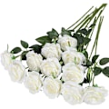 Miniatyrbillede 1 af 5: 12 Pakke Kunstige Roser Blomster Silke Realistiske Blomster, Hvid