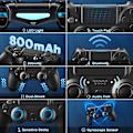 Miniatyrbillede 5 af 5: Trådløse Controllere 2-pak til PS4/Slim/Pro, Controllere til PlayStation 4 med Dobbelt Vibration/3,5 mm Lyd/Opladningsport og 2 stk. Kabler sort black