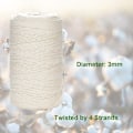 Miniatyrbild 2 av 5: Makramégarn 3mm x 220m (ca 200m) Mjukt Obehandlat 100% Naturligt Bomullsrep för Växtväggbonader, Beige-Perfekt