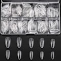Miniatyrbild 1 av 5: Mandelformade Falska Nagelspetsar - Medium Almond Shaped Clear Nails Full