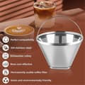 Miniatyrbillede 3 af 3: 2 stk. Kaffefilter i rustfrit stål, 4 Kon Permanent Kaffefilter