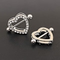 Miniatyrbilde 5 av 5: 2 par hjerter nippelringer 316L rustfritt stål nippelpiercinger skive stang 14g dobbelt lag -GSL
