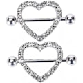 Miniatyrbilde 1 av 5: 2 par hjerter nippelringer 316L rustfritt stål nippelpiercinger skive stang 14g dobbelt lag -GSL