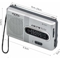Pikkukuva 2 / 5: Kannettava Radio Pieni Radio Hopea FM/AM (MW), Ylimääräinen Suuri Tunnelmapainikkeet, Mini Radio Sisäänrakennetulla Kaiuttimella, Paristokäyttöinen