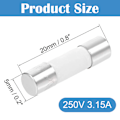 Miniatyrbillede 2 af 2: 10 stk. Hurtige Sikringer 3.15A 250V Hurtig/Hurtig Keramiske Sikringer 20 x 5mm (3.15 Ampere 250 Volt 0.2 x 0.78 Tommer)