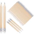 Minipennor 50-pack med sudd, 10 cm korta träpennor för
