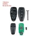 Bil Smart Nøgle med 3 Knapper Passer til Ford Focus C-Max Mondeo Kuga Fiesta B-Max 433MHZ Black