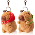 Miniatyrbilde 1 av 5: 2 stk. Capybara plysj-nøkkelringer leketøy realistisk Capybara kosedyr leketøy Capybara anheng for ryggsekk bursdagsgave