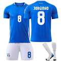 Miniatyrbillede 1 af 2: 25 Italien Hjemme Blå Nr. 8 Jorginho Fodboldtrøje Børn Voksen Sæt Nr. 8 Jorginho Nr. 8 Jorginho Nr. 8 Jorginho 18（100-110CM) No. 8 Jorginho