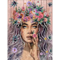 Miniatyrbild 1 av 5: (30x40cm) 5D Diamant DIY Målningsset Flicka, Färgglada Blommor