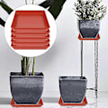 Miniatyrbild 3 av 5: 5 st Fyrkantiga Blomkruksfat i Plast Fångar Upp Överskottsvatten och Jord för Inomhusväxter Grå 10 inches Grey