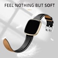Miniatyrbild 2 av 4: Läderarmband Kompatibelt med Fitbit Versa 3/Fitbit Sense 2/Sense, Äkta Läder Elegant Ersättningsband, Svart