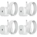Lader --Kompatibel med iPhone Hurtiglader - Adapter + Kabel 20W USB-C Hvit 4-Pack iPhone
