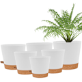 Miniatyrbillede 1 af 5: 6 stk. selvvandende blomsterpotter indendørs, plastikpotter, hvide