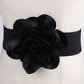 Bred elastisk bælte Store blomster Taljebånd SORT black