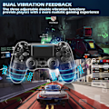 Miniatyrbillede 3 af 5: Trådløse Controllere 2-pak til PS4/Slim/Pro, Controllere til PlayStation 4 med Dobbelt Vibration/3,5 mm Lyd/Opladningsport og 2 stk. Kabler sort black